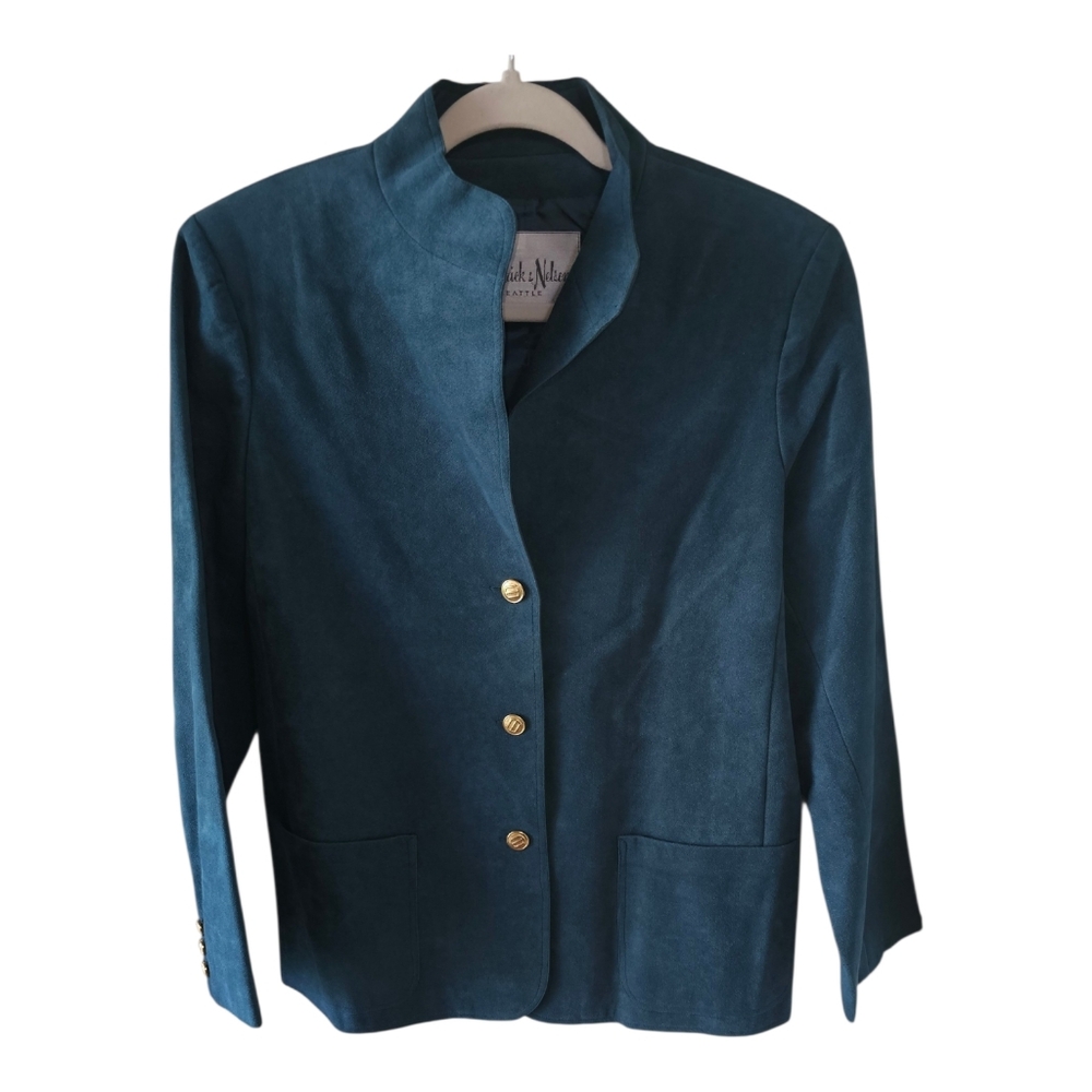 70's Frederick & Nelson NWOT Vintage Teal Suede Jacket — Size 12